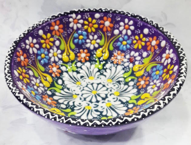 renkli desenli çini kase 10 cm