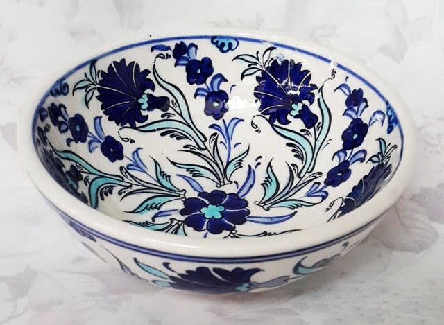 mavi beyaz desenli 10 cm çini kase