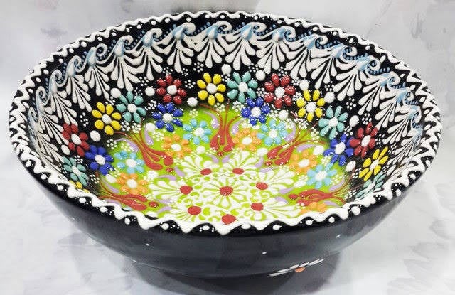 	Kütahya işi dantel desenli çini kase – 15 cm çapında