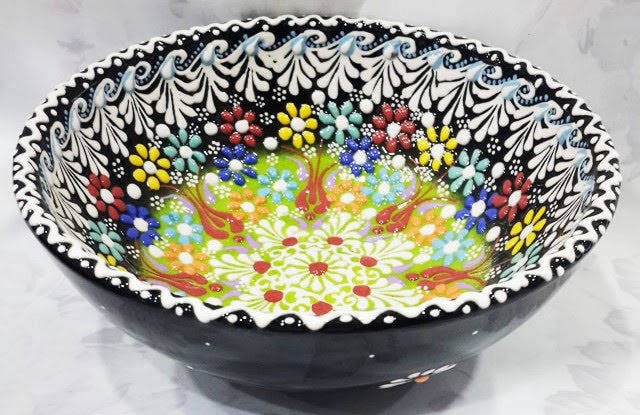 	Kütahya işi dantel desenli çini kase – 15 cm çapında