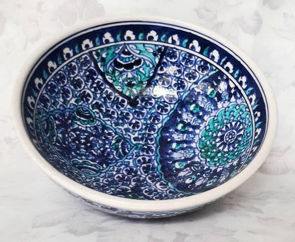 	El yapımı Kütahya samur desenli çini kase – 15 cm