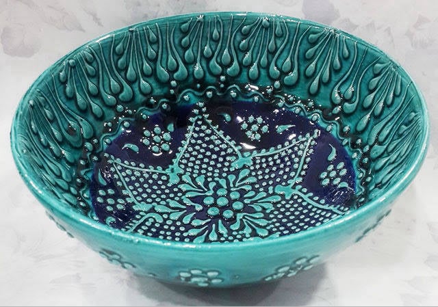 	Turkuaz çini kase 15 cm – Kütahya’dan el yapımı