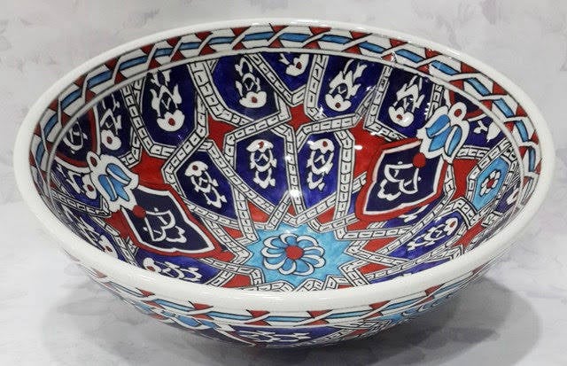 Kütahya üretimi çini kase – 20 cm el işçiliği