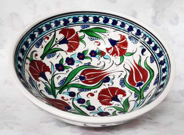 Renkli çini kase – Kütahya işi 20 cm seramik