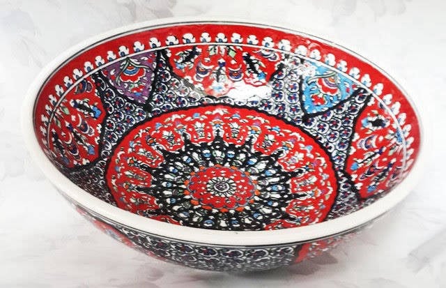 Kütahya çini kase – 20 cm, otantik el boyaması