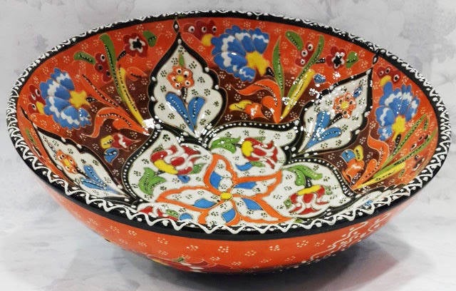 el yapımı 25 cm çini kase Selçuk Çinisi