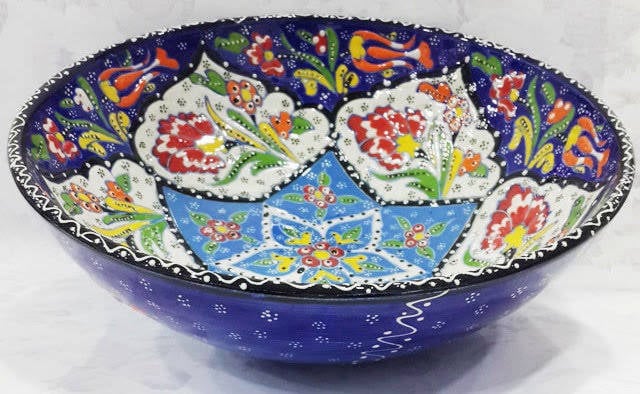 Türk el sanatı kabartma çini kase 25 cm