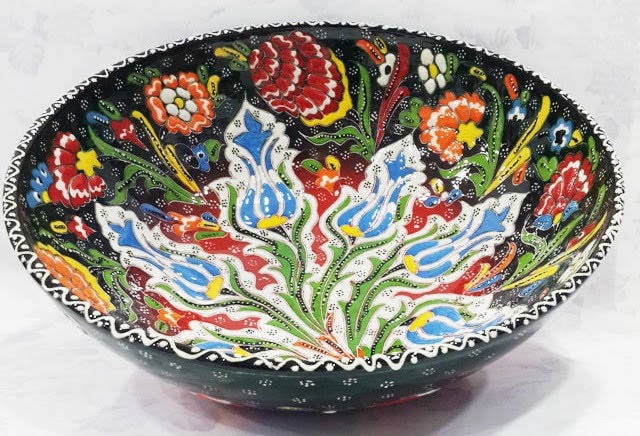 25 cm samur desenli çini kase geleneksel