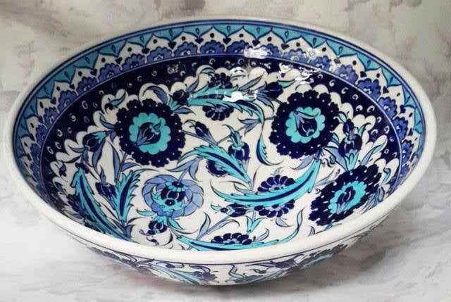 25 cm çini kase otantik motifli seramik