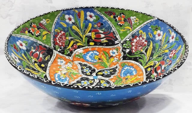 Kabartmalı çini kase 30 cm seramik