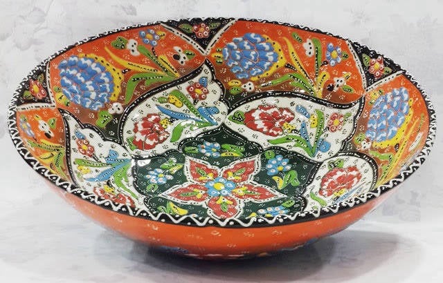 Mavi beyaz çini kase el yapımı 30 cm