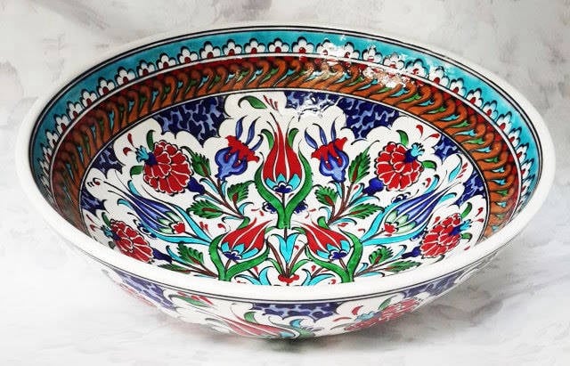 Anadolu motifli seramik kase 30 cm